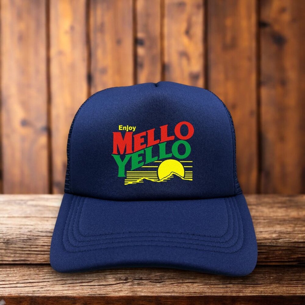 Mello Yello Mens Trucker Hat Navy Cole Trickle Days Of Thunder Soda Pop Cap
